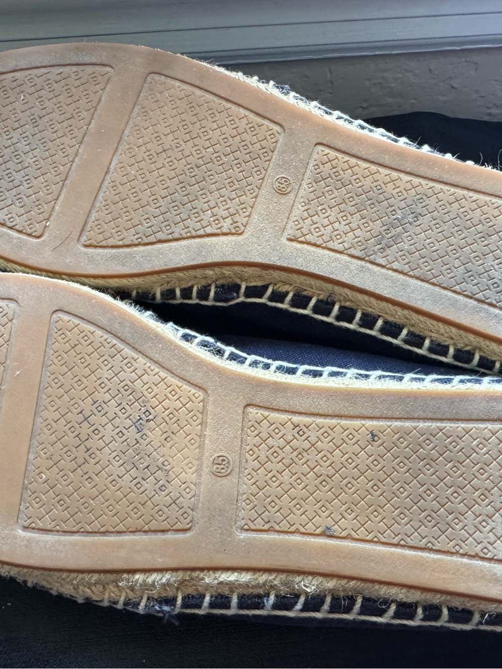 Tory Burch Navy Denim Espadrilles with Red Logo Accents - Picture 6 of 7